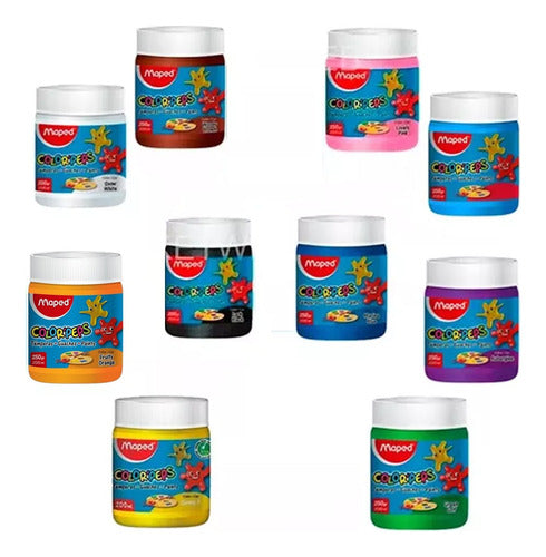 Maped Washable Tempera Pack X 10 Pots of 250 cc Assorted 1