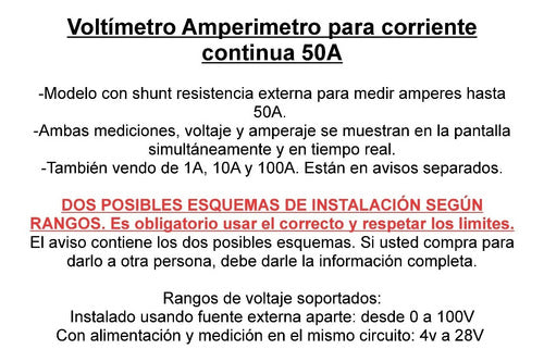 Voltímetro Amperimetro Digital Modular Cc Dc 0-100v 50a Emn 1