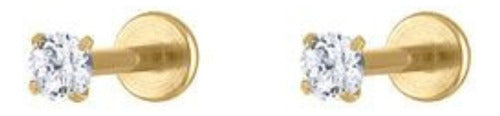 24k Gold Plated White Cubic Zirconia Huggie Earrings 1