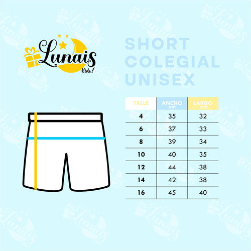 Lunais Short Rustico Colegial De Algodón Niños Niñas T4 Al 16 1