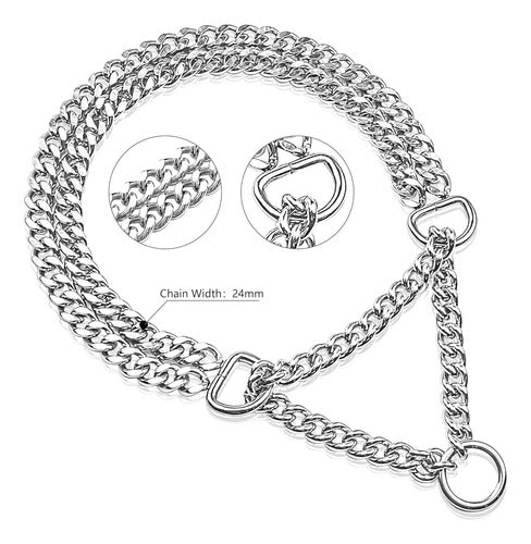 KINGOLDOGS Silver Chain Collar for Dogs - Stainless Steel Adjustable Walking Collar 4