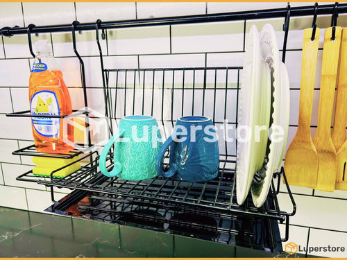 Luperstore Dish Rack Kit + Cleaning Set + 6 Hooks + 90 cm Black Rail 3