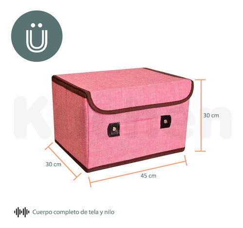 Home Basics Organizer Storage Box in Linen Fabric 45x30 1