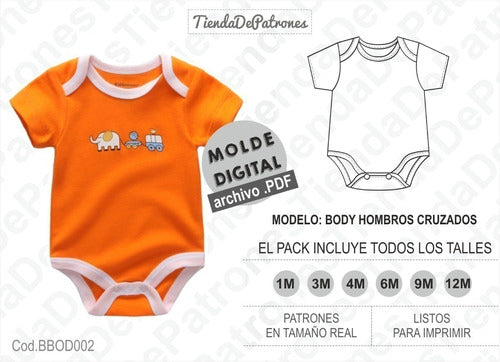 Universo Imprimible Body Short Sleeve Baby Patterns Sizes 1/3/4/6/9/12m 1