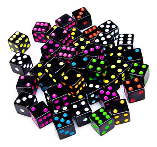 Package of 50 or 100 Bulk Six-Sided Dice | D6 Standard 0.63 Inches | Ideal for Board Games, Casino Games, and Tabletop Role-Playing 0