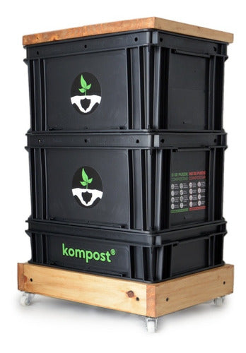 Kompost® Urban Wooden Balcony Composter 40L B+T C with Worms 0