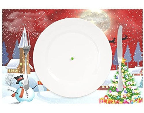 Naanle Winter Holdiay Placemat Set De 6, Arbol De Navidad M 1