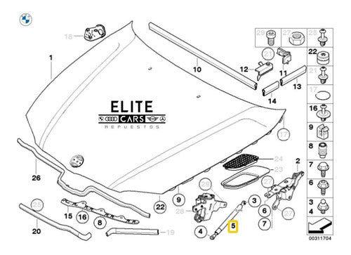 Stabilus Amortiguador De Capot Para Bmw Serie 1 E82 125i N52n 1