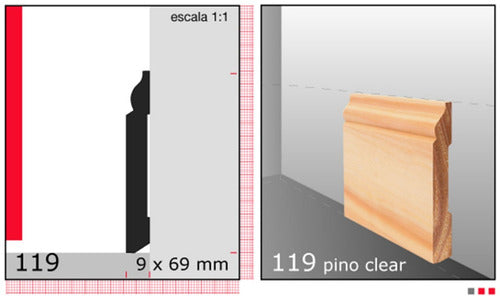 Decoforma Clear Finger Moldured Baseboard ½" x 3" x 3.05m #119 1