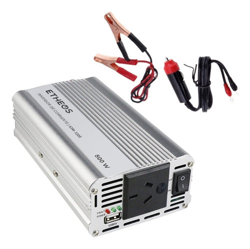 Power Inverter 10-15V to 220V 500W with Clamps+Connector 0