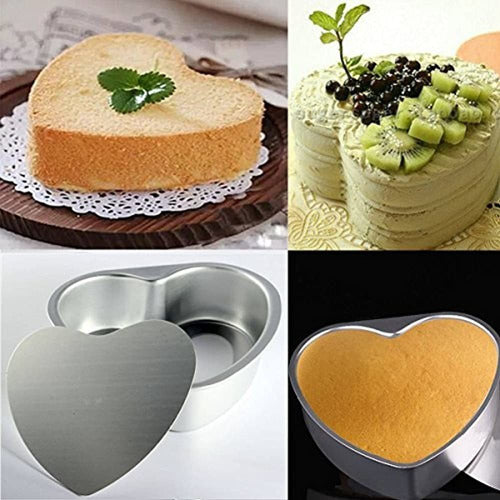 LepoHome 2 Pieces Aluminum Heart Shaped Baking Pan Set 4