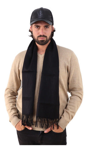 Spiga 31 Unisex Black Plain Wool Scarf - Pack of 6 Units - 5170 0