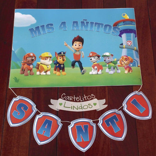 Cartelitos Lindos Paw Patrol Customized Birthday Welcome Sign 0