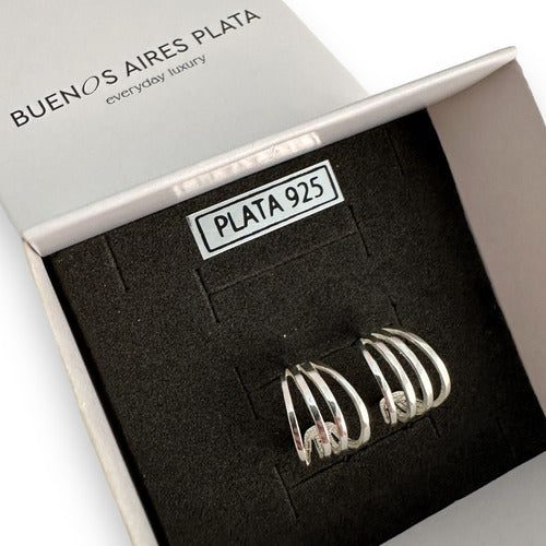 Buenos Aires Plata 925 Silver Earrings Four Lines Fashion Women Guarantee 2