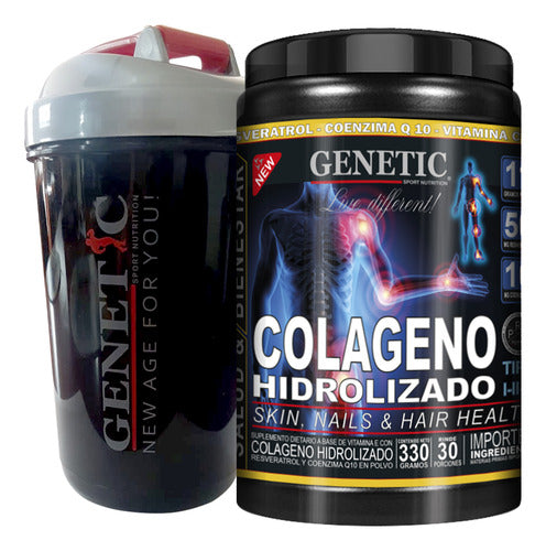 Genetic Colageno Hidrolizado 30serv Vit E C Resveratrol Q10 Shaker 0