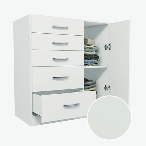 Modern White Dresser with Drawers, Door, and Shelf Haussman 0