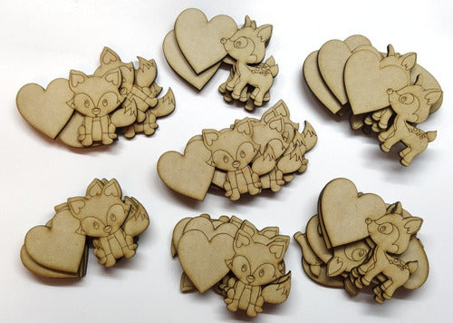 10 Animalitos Nórdicos 9cm Corazón Fibrofacil Mdf Souvenirs 3