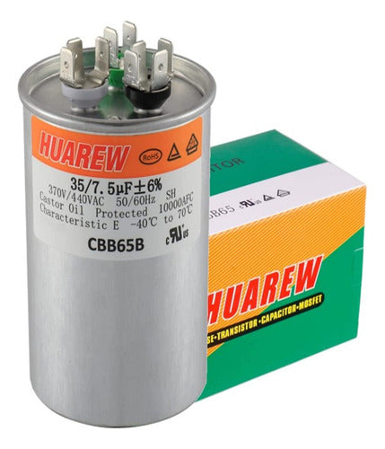 Huarew Condensador Redondo De Arranque Dual 35+7.5 Uf ±6% 35 4