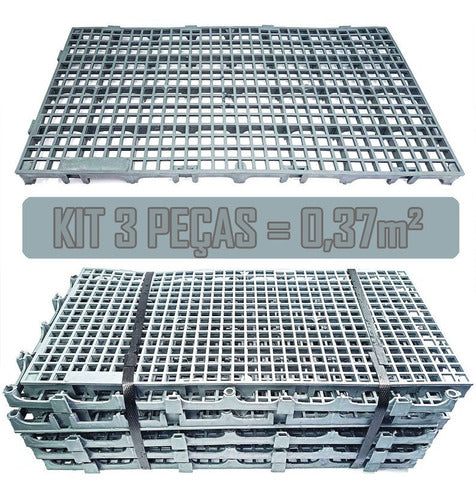 Kit 3 Pçs Piso Pallet Plástico 25x50 Multiuso Cinza Estrado 0