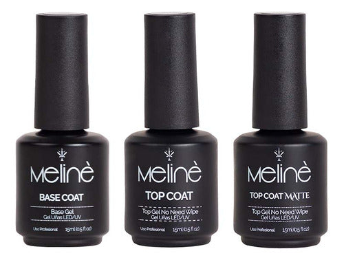 Meline Esmaltes Base + Top Coat + Top Matte Semipermanente 0