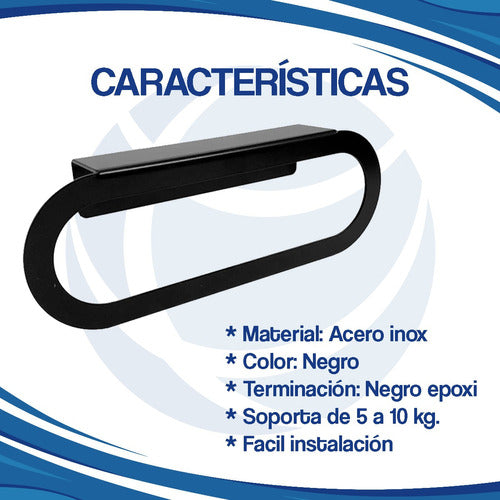 Radem Toallero Recto Baño 49 Cm Acero Inoxidable Negro Sanitario 2