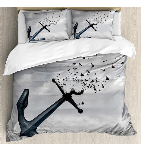 Ambesonne Birds Duvet Cover Set, Anchor Se Convierte En Un G 0