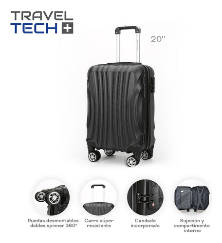 Small 20-Inch Cabin Travel Tech Suitcase with 360° Spinner Handle - Premium Travel by Happy Buy 15