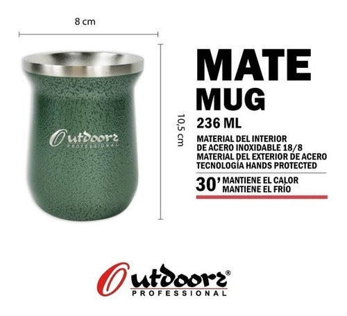 Mate Stainless Steel 236Ml Outdoors Green - Mate Acero Inoxidable 236ml Outdoors Verde
