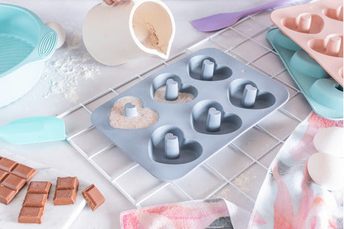 Annie's Home Silicone Heart Donut Mold 6 Slots 26.3x18x3.5cm 1