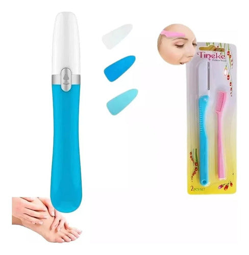 Mercadoflash Set X2 Electric Nail File for Hands & Feet + Eyebrow Shaping Kit 0