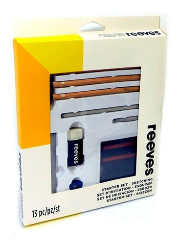Reeves 13-Piece Art Set - Pencils, Charcoal, Blenders, Sharpener, Eraser, Sandpaper - Premium Quality 0