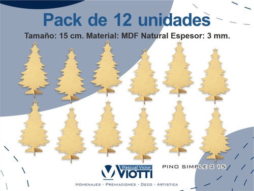 PASCUAL VICTOR VIOTTI Adornos Navideños Fibrofacil Pino Pack De 12 U 1