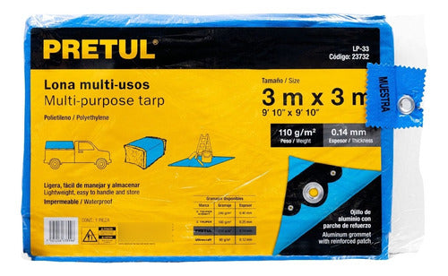 Pretul Multiuso Blue Tarp with Reinforced Corners 3x3m 0