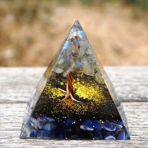 Pirâmide Orgonite Árvore Da Vida Em Moonstone Cinza Sodalite 1