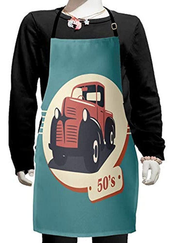 Ambesonne Retro Apron, Nostalgic Classic Vehicles A 0