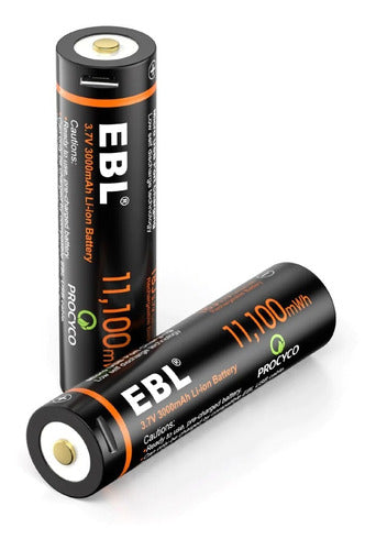 EBL 2 Rechargeable Lithium Batteries 18650 3.7V 11,000mWh with Charger 0