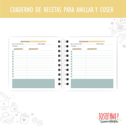 Josefina Diseño Imprimible Cuaderno De Recetas Para Anillar Y Coser 1