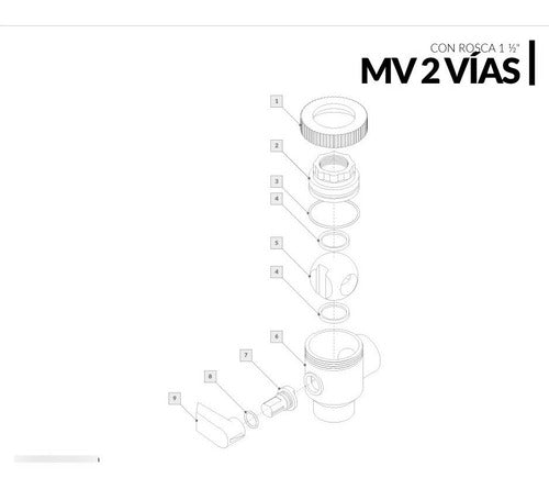 Multiválvula (llave De Paso)2 Vías P/roscar 1 1/2  Vulcano 1