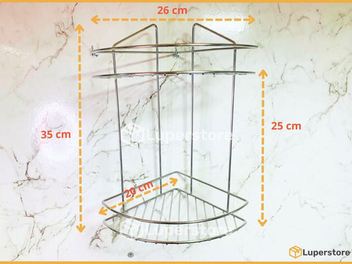 Curved Chrome Corner Organizer Double Shelf Bathroom 1