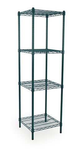 Generic Green Square Shelf with 4 Shelves 0.47x0.47x1.40 M 0