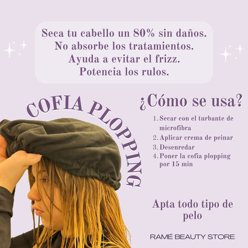 Ramé Cofia Plopping 100% Algodón Ideal Para Rulos E Hidrataciones 1