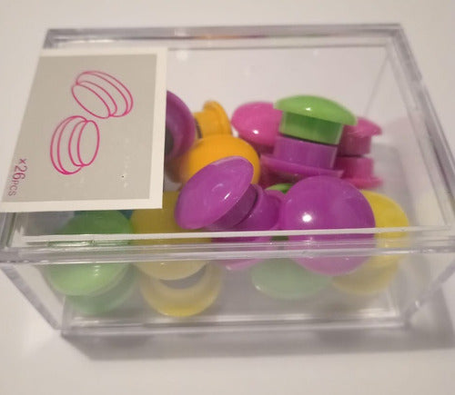 Assorted Round Magnetic Push Pins x 26 + Acrylic Box 1