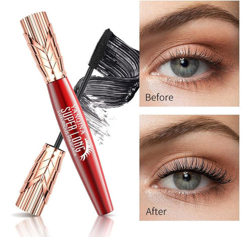 Super Long Lash Mascara, Waterproof 4D Lengthening Mascara - Black 1