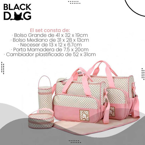 Black Dog Set Bolso Maternal Bebe 5 Piezas Con Cambiador + Auriculares 6