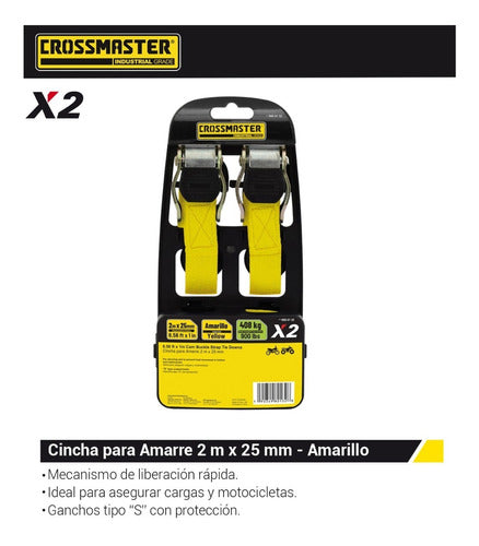 Crossmaster Cinchas Amarre Amarillas 408kg 2m X 25mm X 2 1