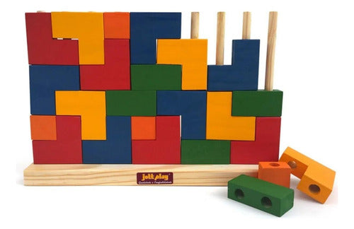 Bloco De Encaixe Vertical Brinquedo Educativo 33x22x6cm 1