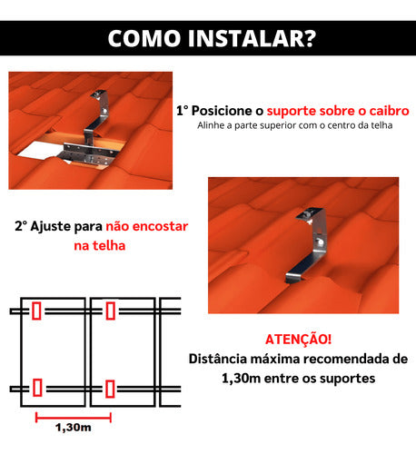 Kit Estrutura Suporte 01 Placa Painel Solar Telha Colonial 5