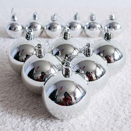 AMS 40-Count Christmas Ball Ornaments 4 Sizes - Silver 2