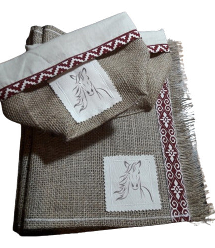 Con Mucho Mimo Decotextil Pampa Rustic Set - 6 Individual Place Mats + 1 Small Basket 0