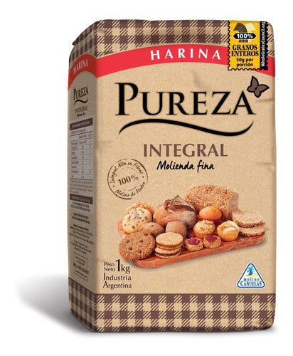 Pureza Whole Wheat Flour 1kg. Pack of 10 Units 0